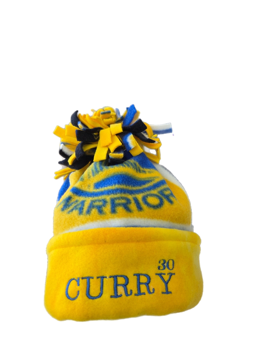 Golden State Warriors Stephen Curry Pom Pom Beanie - Yellow/Blue-One Of A Kind
